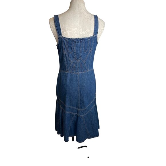 Lauren Jeans Co Vintage Womens Dress Size 4 Blue Corset Front Denim Pure Cotton - Picture 13 of 13